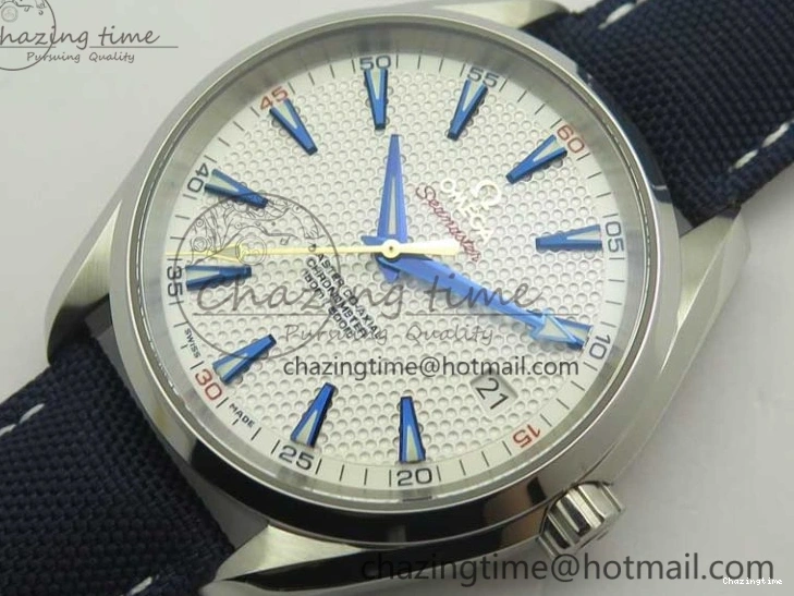0220 EasyCare Aqua Terra Master Ryder Cup Edition VSF 1:1 Best Edition White Textured Dial on Blue Nylon Strap A8500 Super Clone 8016